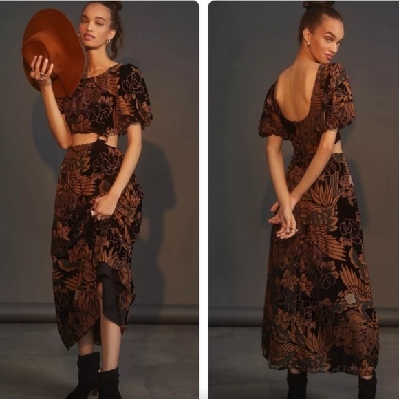 Anthropologie NWT Let Me Burn Out Velvet Maxi Dress Size Medium - Picture 5 of 13